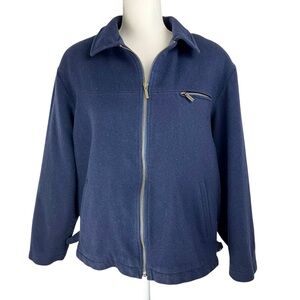 Vintage EDDIE BAUER Blue‎ Wool Mechanic Jacket Coat Size L Quilted Lined 90s